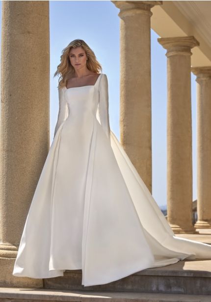 Long Sleeve Mikado Wedding Dress