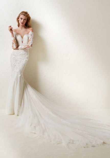 Long Sleeves Mermaid Lace Wedding Dress