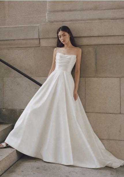 Pleated Mikado Wedding Dress