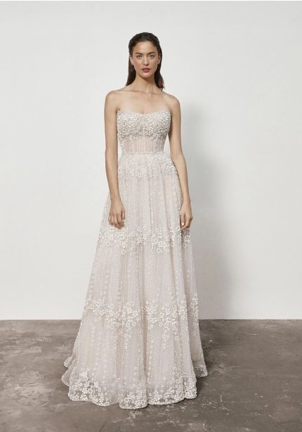 Heavily Beaded Floral Wedding Dress