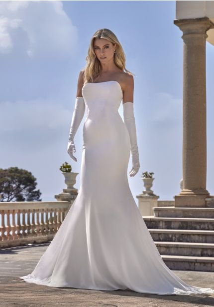 Embroidered Crepe Wedding Dress