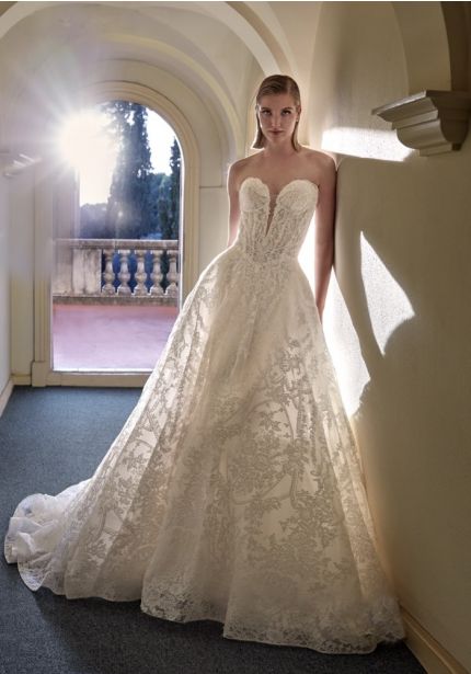 Lace Embroidered Corset Wedding Dress