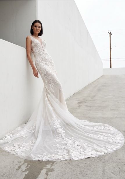 Embellished Sheer Back Wedding Dress