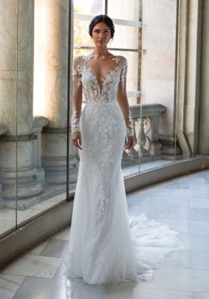 Embellished Long Sleeve Wedding Dress