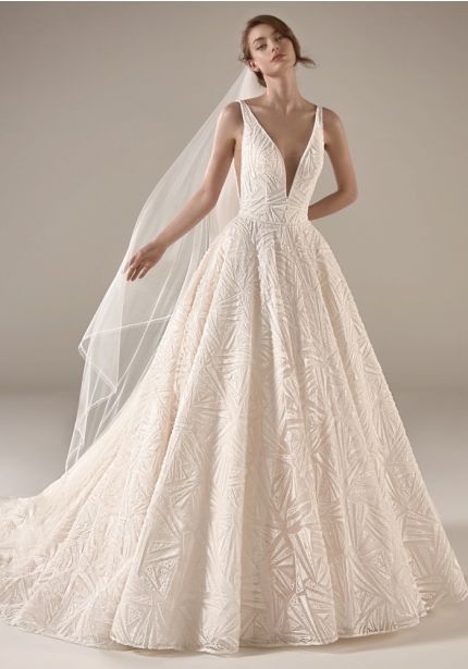 Heavily Beaded Ball Gown with Open Back