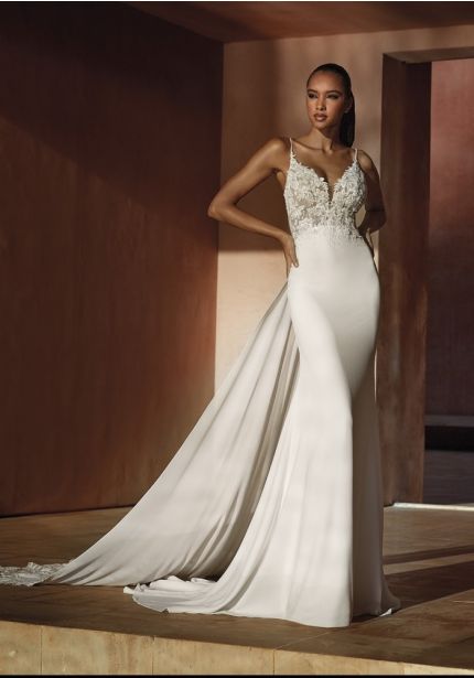 Embroidered Crepe Wedding Dress