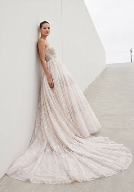 Embellished Draped Wedding Dress