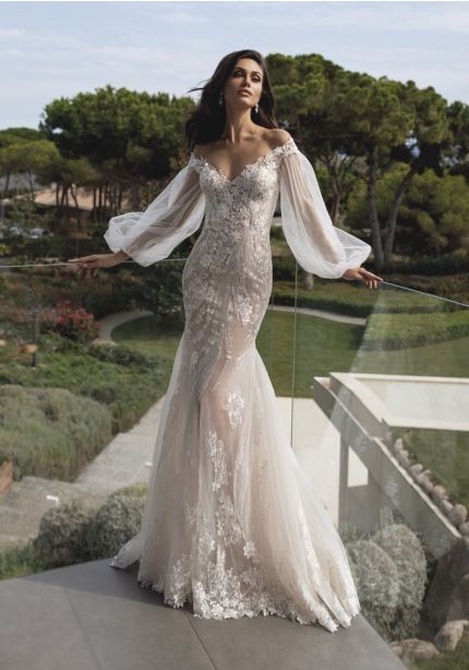 Medium Pronovias Black Mermaid Gown Sleeveless Formal Dress Keyhole Back main image 1