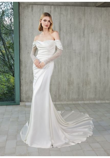 Draped Satin Wedding Dress