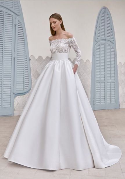 Embroidered Mikado Wedding Dress