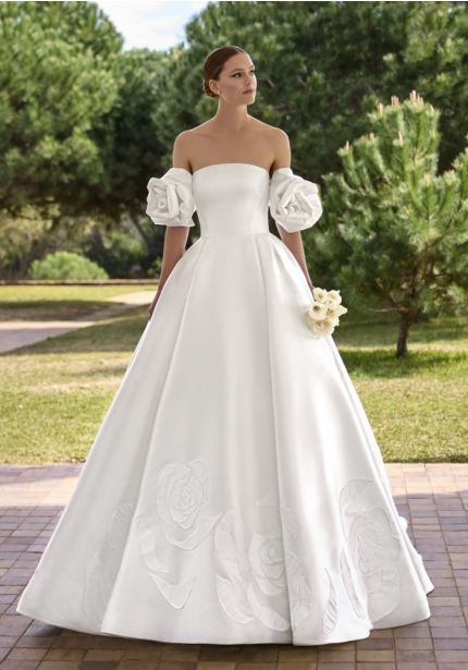 Floral Lace Mikado Wedding Dress