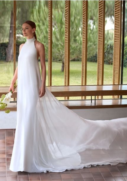 Backless Crepe Wedding Dress