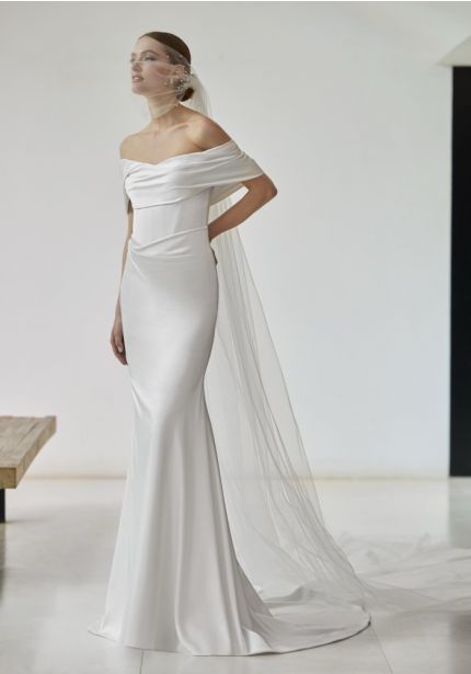 Draped Satin Wedding Dress