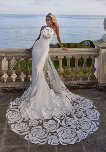 Draped Rose Crepe Wedding Dress