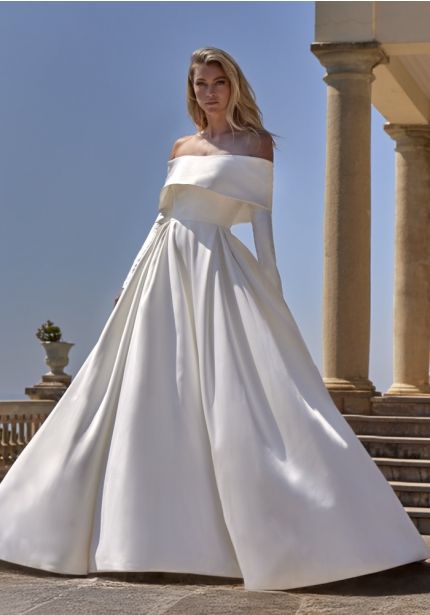 Long Sleeve Mikado Wedding Dress