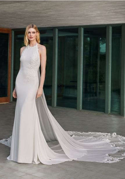Backless Crepe Wedding Dress