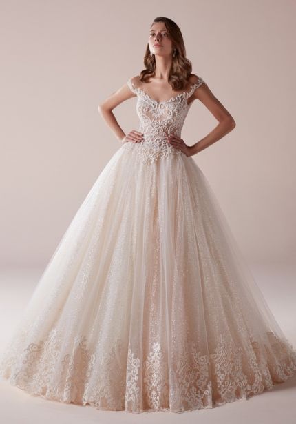 Embellished Glitter Tulle Ball Gown