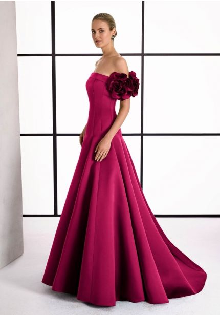 Rose Sleeve Satin Gown