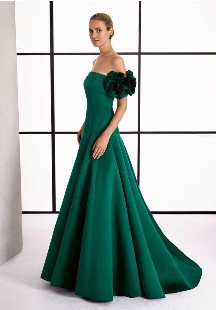 Rose Sleeve Satin Gown