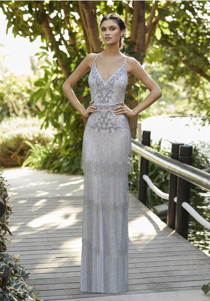 Fully Beaded Gown With Open Back
