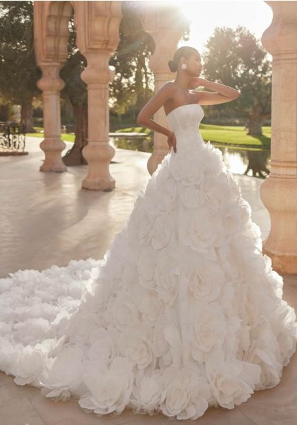 Strapless Floral Wedding Dress