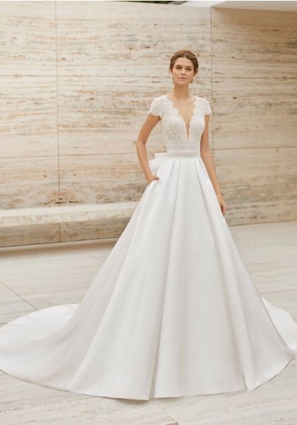 Embroidered Ball Gown With Bow Back
