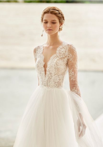Beaded Long Sleeves Tulle Ball Gown