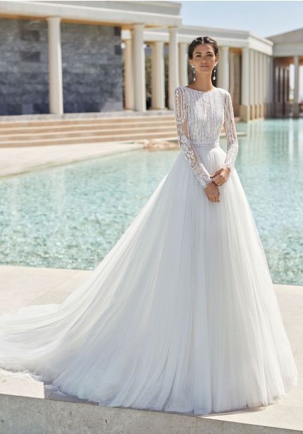 Beaded Long Sleeves Ball Gown