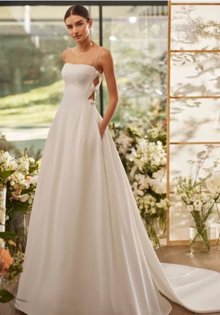 Crepe Wedding Dress With Bow