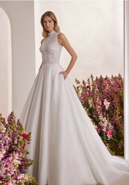 Embroidered Mikado Wedding Dress