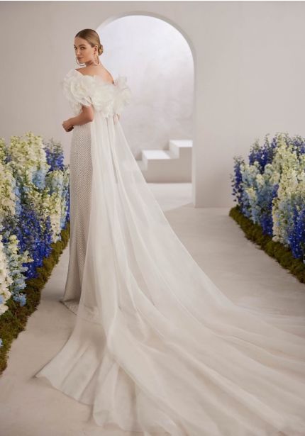 Organza Flower Bridal Cape