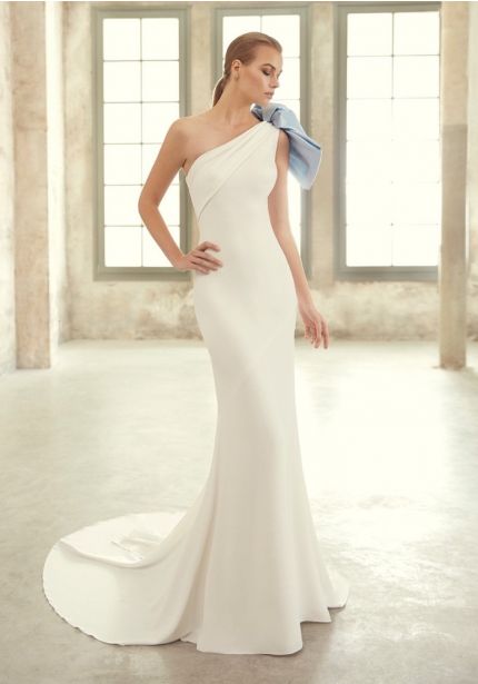One-Shoulder Crepe Wedding Dress
