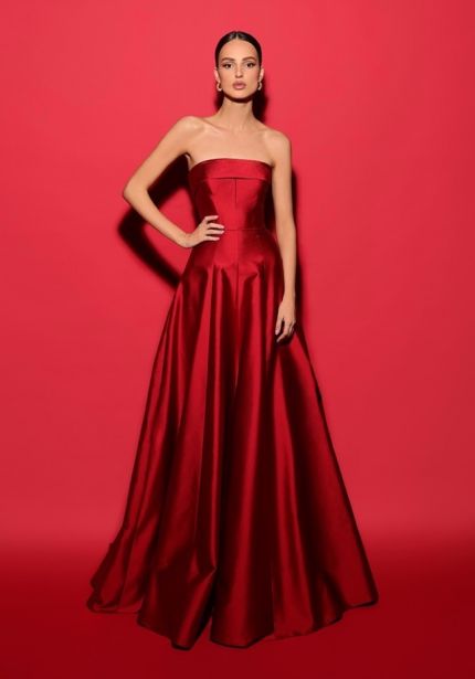 Strapless Satin Gown