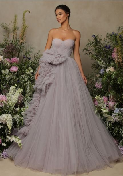 Draped Tulle Gown