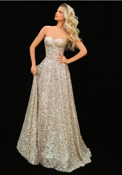 Metallic Sequin Gown