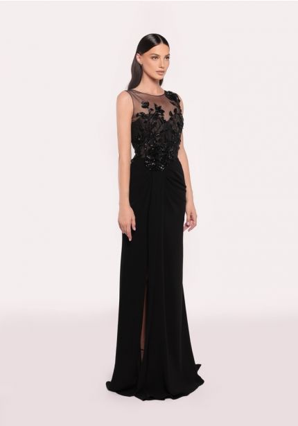 Embellished Crepe Gown