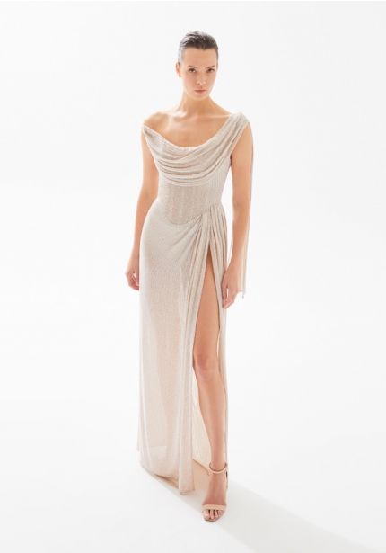 Draped Beaded Gown