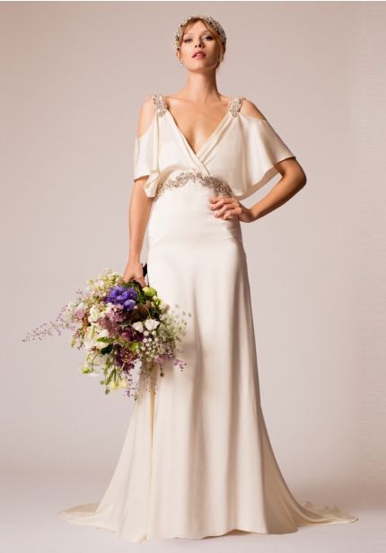 Embellished Soft Satin Wedding Dress