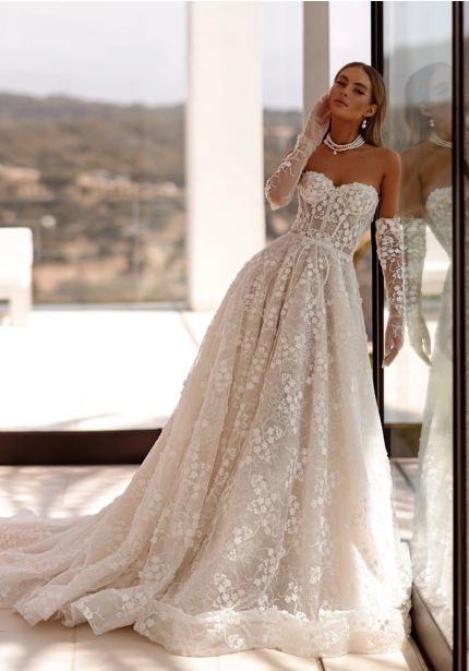 Embroidered Corset Wedding Dress