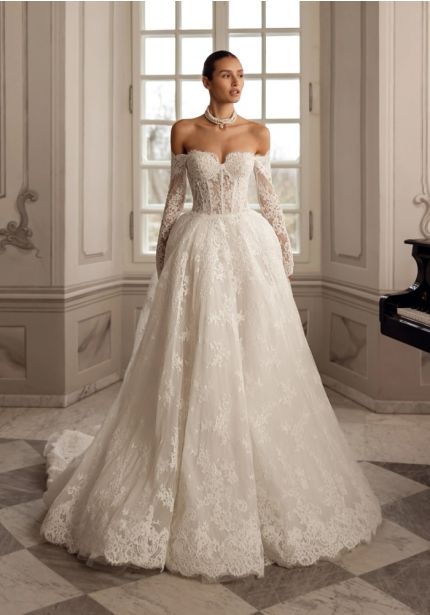 Embroidered Long Sleeve Wedding Dress
