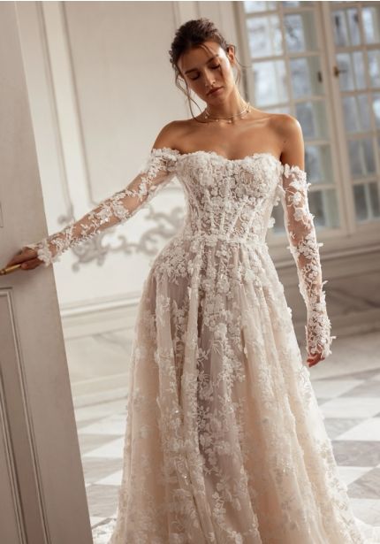 Embellished Long Sleeve Wedding Dress