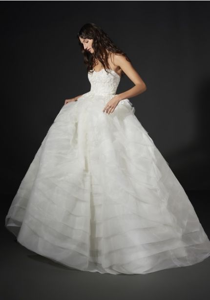 Embroidered Ruffle Princess Wedding Dress