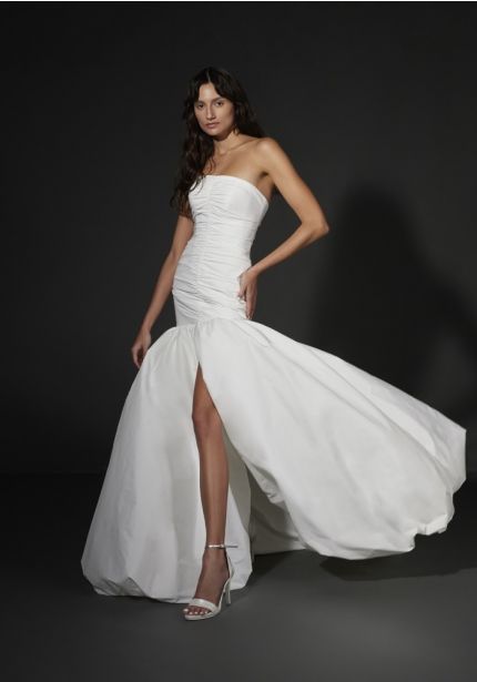 Pleated Taffeta Wedding Dress