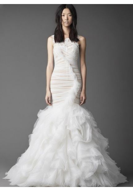 Draped Ruffle Wedding Dress