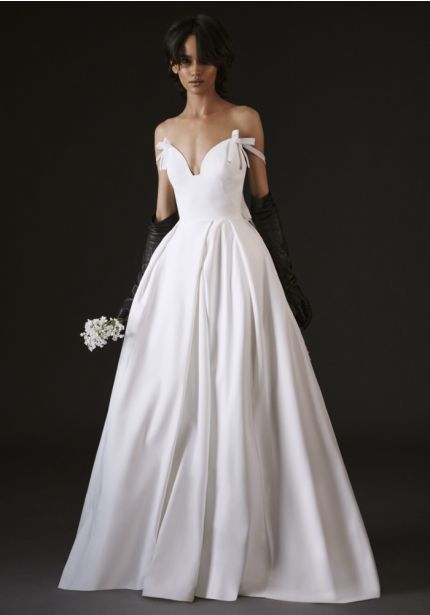 Bow-Detail Satin Wedding Dress