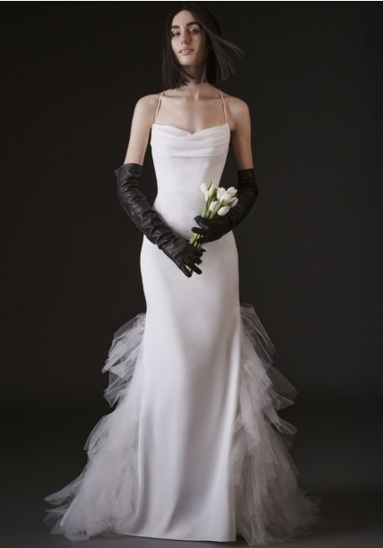 Ruffled Crepe Wedding Dress