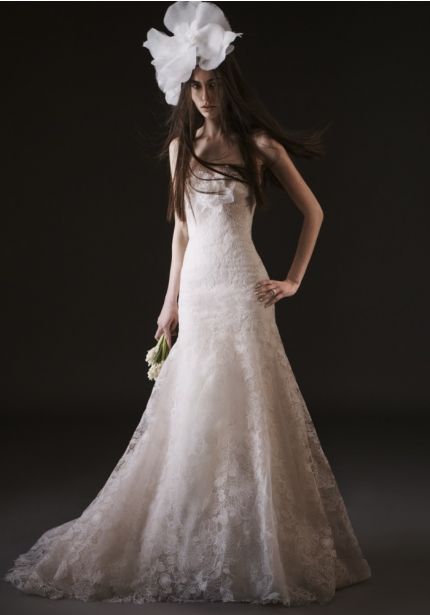 Embroidered Strapless Wedding Dress