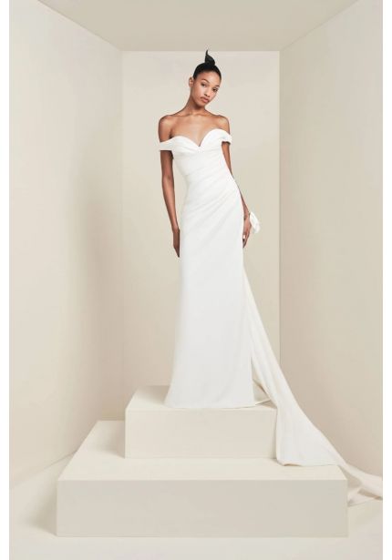 Draped Crepe Wedding Dress