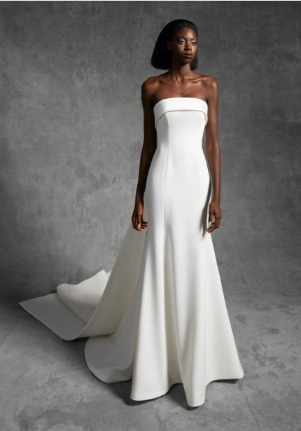 Long Train Crepe Wedding Dress