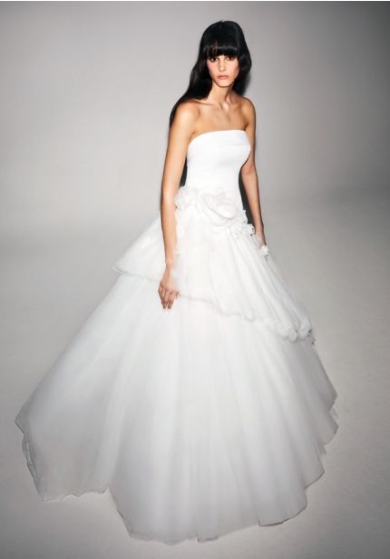 3D Flowers Tiered Wedding Dress